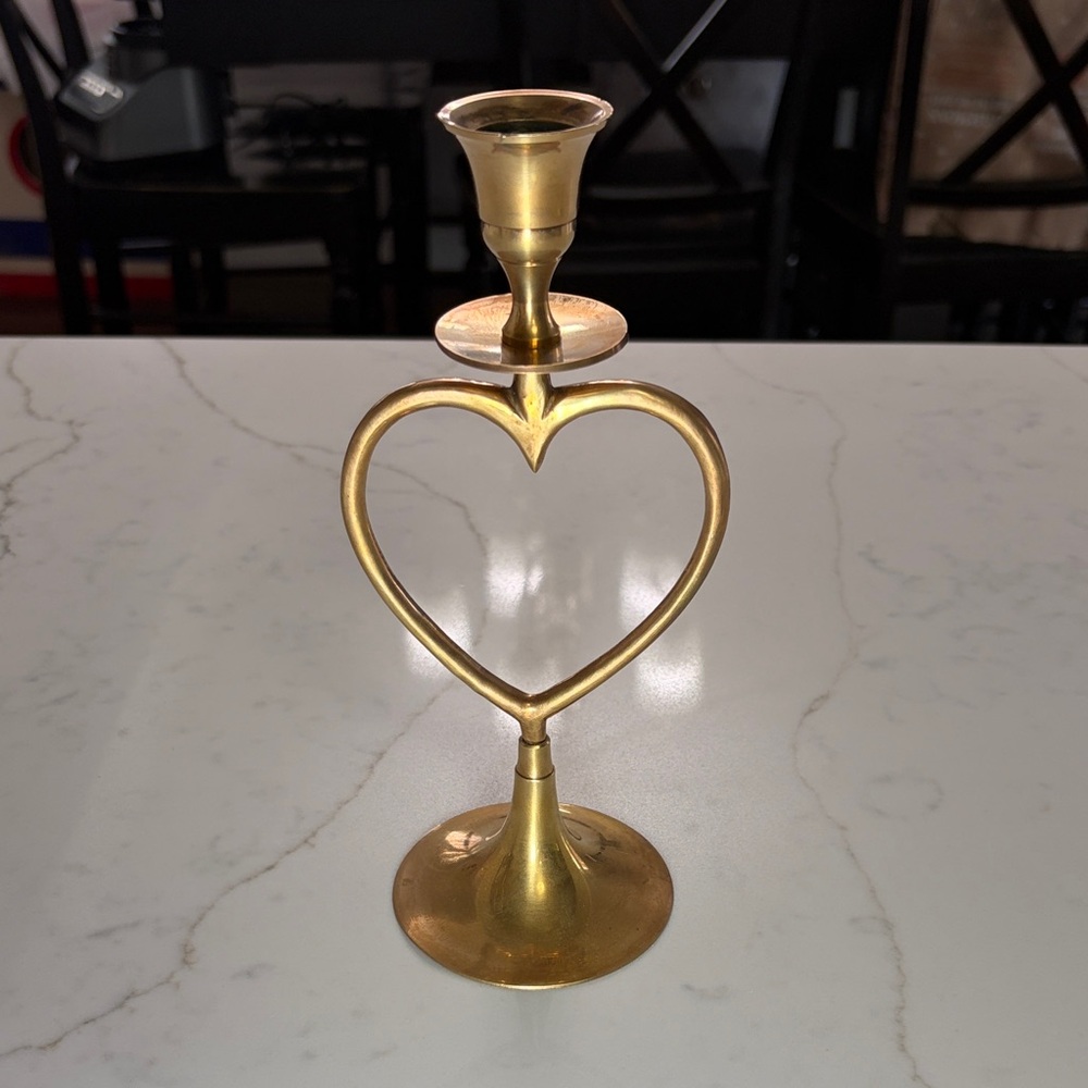 Brass Heart-Shaped Candle Holder